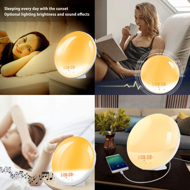 Smart Wake Up Light Work Ψηφιακό Ξυπνητήρι Sunrise Με Προσομοίωση Ηλιοβασιλέματος Φυσικούς Ήχους Και Ξυπνητήρια