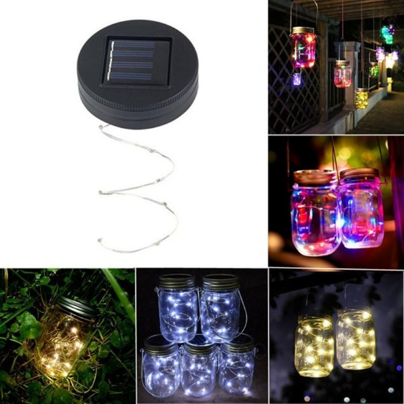 Solar Powered 2m 20leds Mason Jar Καπάκι Fairy String Light Συρμάτινο Φωτιστικό Για Διακόσμηση Κήπου