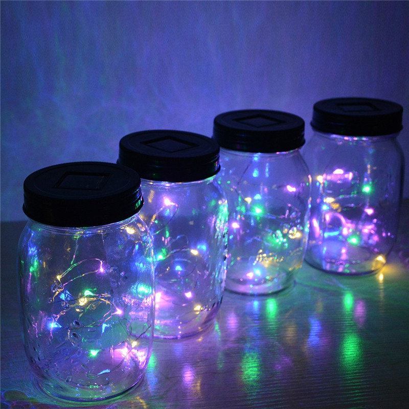 Solar Powered 2m 20leds Mason Jar Καπάκι Fairy String Light Συρμάτινο Φωτιστικό Για Διακόσμηση Κήπου