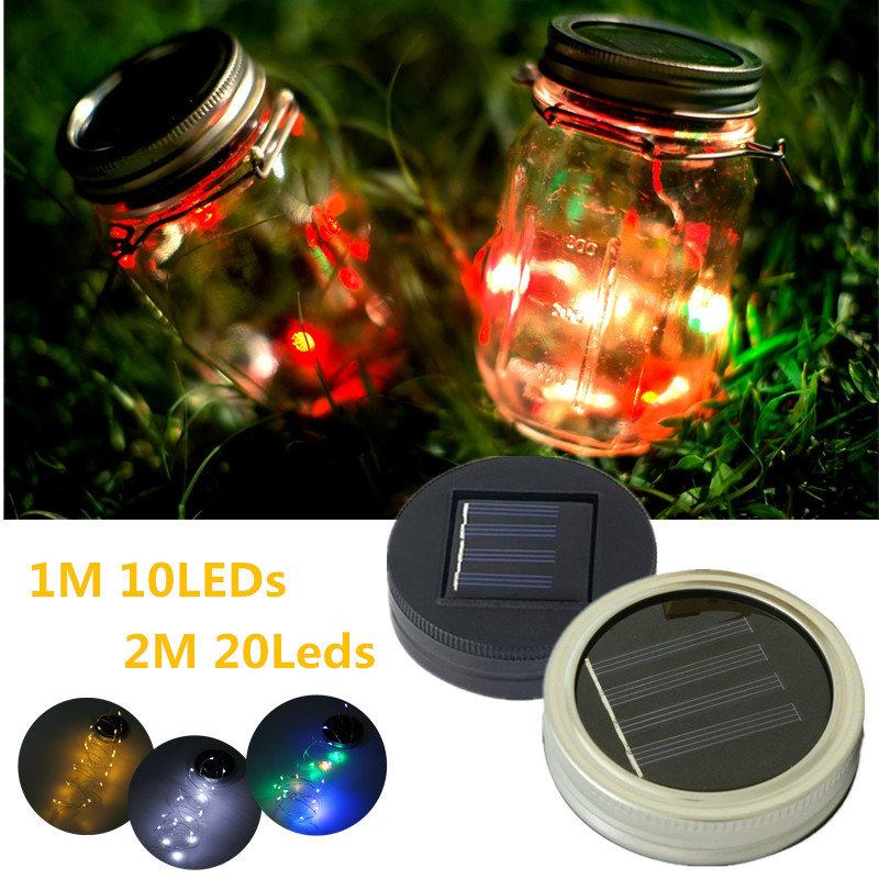 Solar Powered 2m 20leds Mason Jar Καπάκι Fairy String Light Συρμάτινο Φωτιστικό Για Διακόσμηση Κήπου