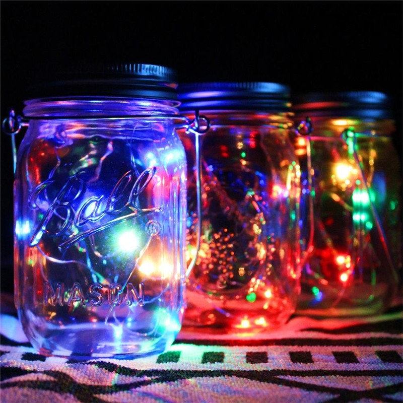 Solar Powered 2m 20leds Mason Jar Καπάκι Fairy String Light Συρμάτινο Φωτιστικό Για Διακόσμηση Κήπου