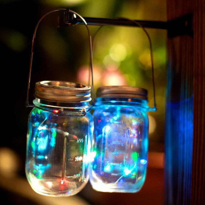 Solar Powered 2m 20leds Mason Jar Καπάκι Fairy String Light Συρμάτινο Φωτιστικό Για Διακόσμηση Κήπου