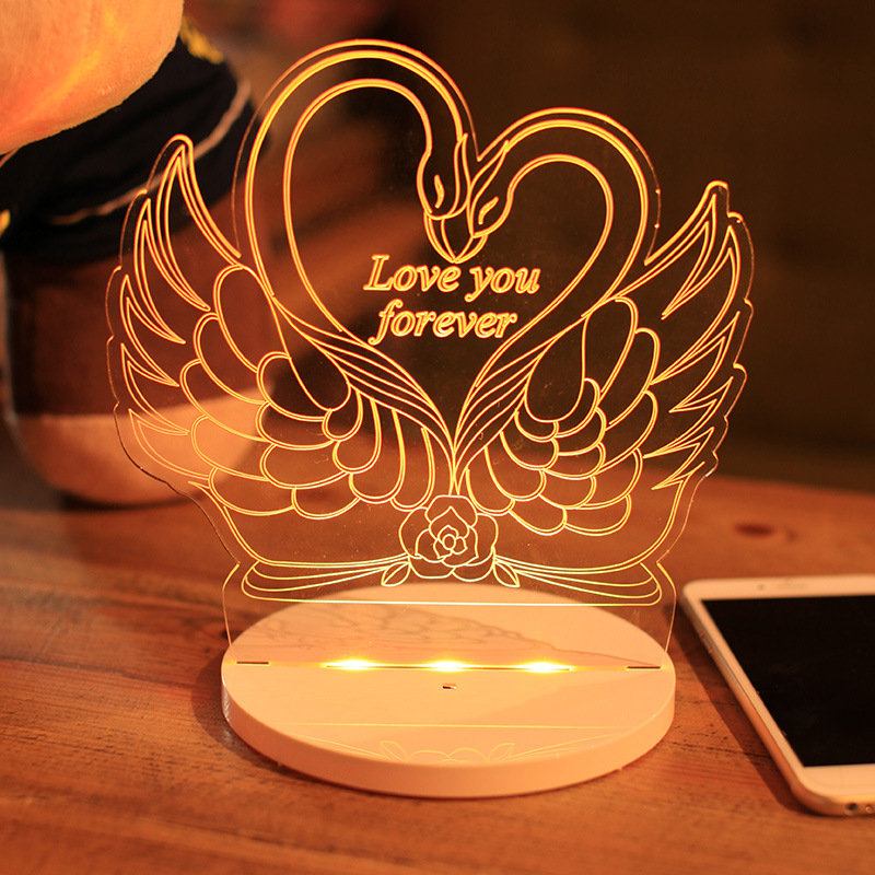 Swan 3d Led Night Light Control Με Τροφοδοσία Αφής Usb Για Χριστουγεννιάτικο Δώρο Διακόσμηση Σπιτιού