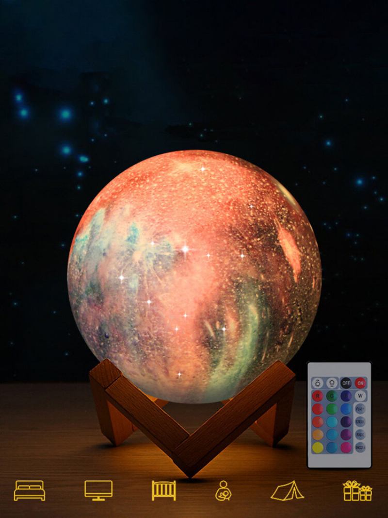 Τρισδιάστατη Εκτύπωση Moon Lamp Space Led Night Light Τηλεχειριστήριο Usb Charge Διακόσμηση Σπιτιού