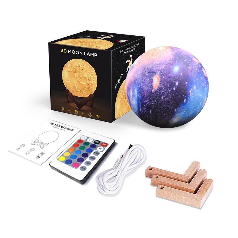 Τρισδιάστατη Εκτύπωση Moon Lamp Space Led Night Light Τηλεχειριστήριο Usb Charge Διακόσμηση Σπιτιού