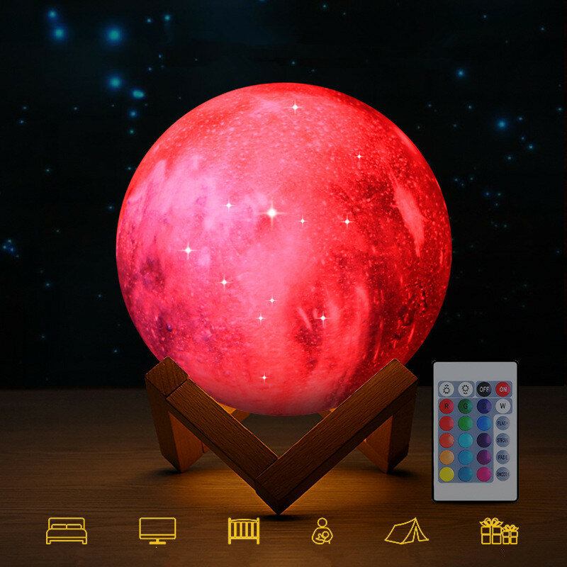 Τρισδιάστατη Εκτύπωση Moon Lamp Space Led Night Light Τηλεχειριστήριο Usb Charge Διακόσμηση Σπιτιού