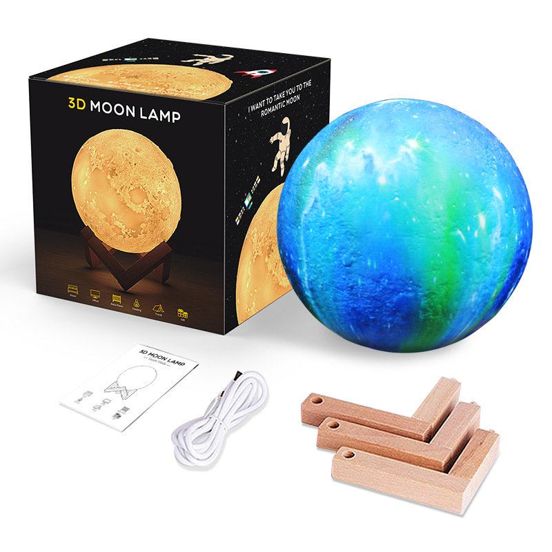 Τρισδιάστατη Εκτύπωση Moon Lamp Space Led Night Light Τηλεχειριστήριο Usb Charge Τα Καλύτερα Δώρα