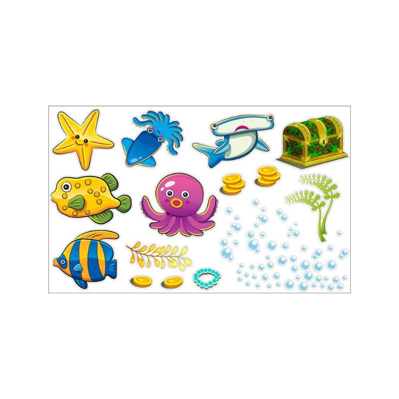 Tropical Cartoon Fish Sea Bubble Ocean World Αφαιρούμενος Τοίχος Αυτοκόλλητο Μπάνιου Γυάλινες Πάστες Διακόσμηση