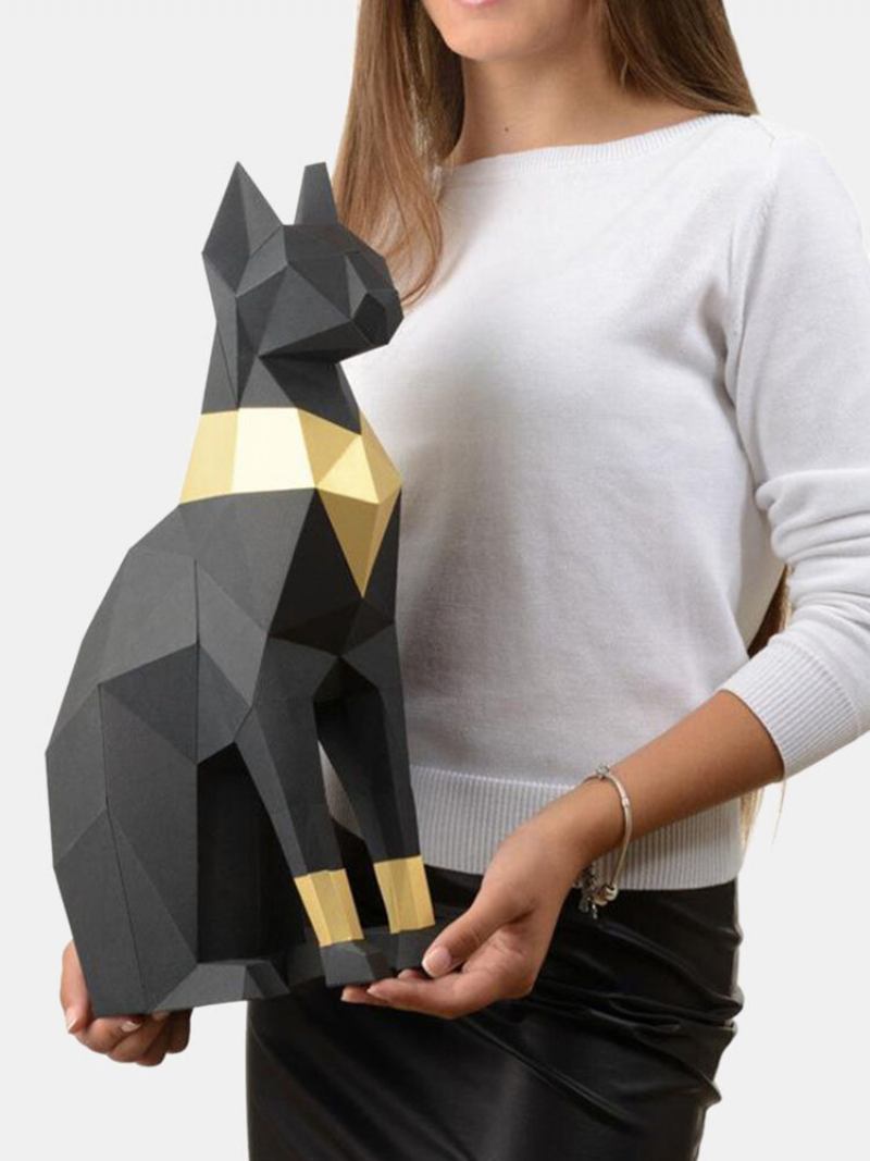 Χειροποίητο Diy Egyptian Cat God Bastet 3d Paper Model Διακόσμηση Σαλονιού Γραφείου Diy Craft Παζλ Εκπαιδευτικό Παιδικό Δώρο