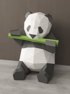 Χειροποίητο Diy Panda Eating Bamboo 3d Paper Model Διακόσμηση Σαλονιού Γραφείου Diy Craft Παζλ Εκπαιδευτικό Δώρο Για Παιδιά