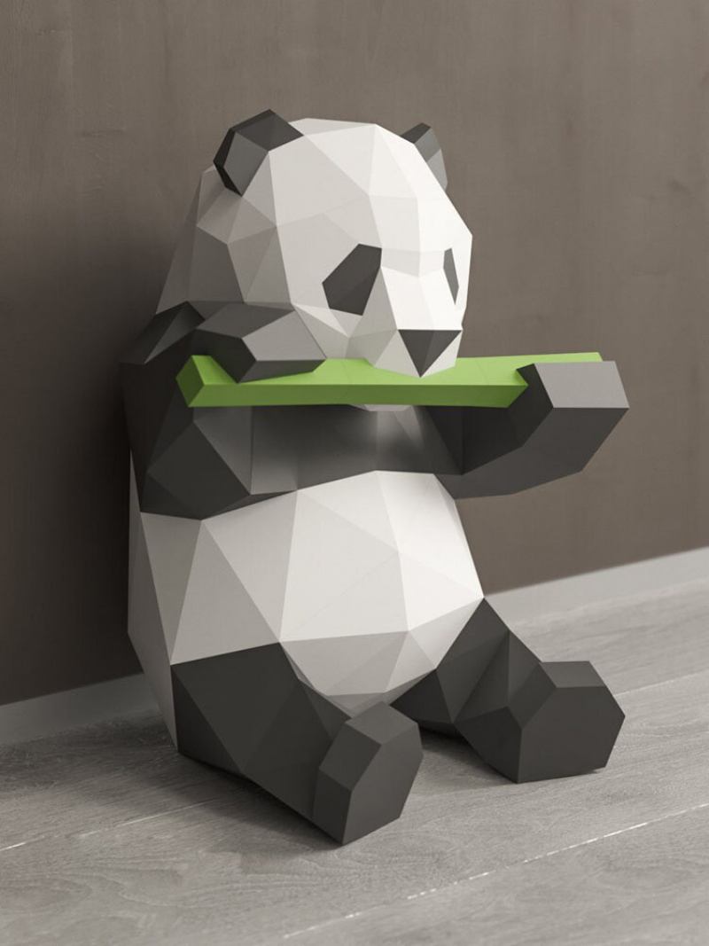 Χειροποίητο Diy Panda Eating Bamboo 3d Paper Model Διακόσμηση Σαλονιού Γραφείου Diy Craft Παζλ Εκπαιδευτικό Δώρο Για Παιδιά