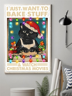 Χριστουγεννιάτικο Μοτίβο Μαύρης Γάτας Χωρίς Πλαίσιο Ελαιογραφία Καμβάς Τέχνη Τοίχου Σαλόνι Διακόσμηση Σπιτιού