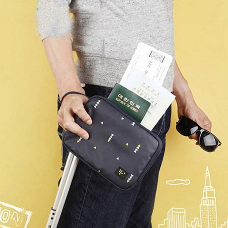 Αδιάβροχη Τσάντα Αποθήκευσης Multifunction Nylon Double Layer Passport Holder Organizer