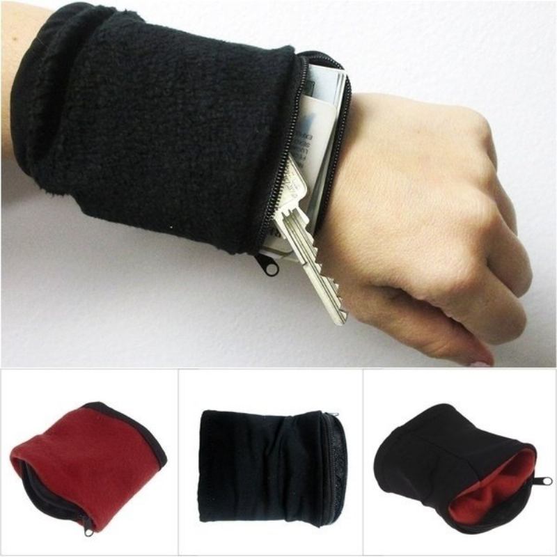 Edc Wrist Wallet Pouch Band Fleece Zipper Running Travel Gym Cycling Safe Sport