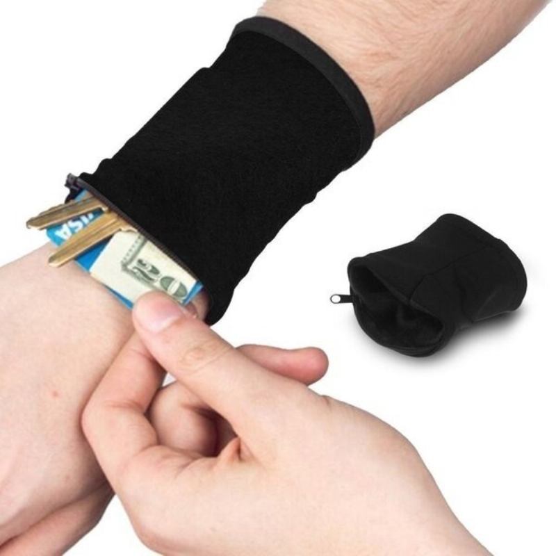 Edc Wrist Wallet Pouch Band Fleece Zipper Running Travel Gym Cycling Safe Sport