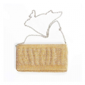 Εκλεκτό Πορτοφόλι Clutch Wedding Party Sparkling Crystal Γυναικεία Τσάντα Βραδινή Rhinestone Handbag - Χρυσό