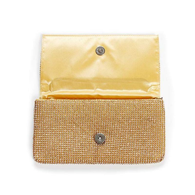 Εκλεκτό Πορτοφόλι Clutch Wedding Party Sparkling Crystal Γυναικεία Τσάντα Βραδινή Rhinestone Handbag - Χρυσό