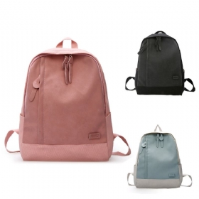 Fashion Contrast Colors Canvas Casual Backpack Τσάντα Laptop Μεγάλης Χωρητικότητας Σακίδιο Ταξιδιού Με Λειτουργική Μπροστινή Τσέπη