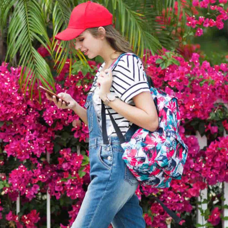 Fashion Leaves Printed Backpack Με Ανοξείδωτο Φερμουάρ Μεγάλης Χωρητικότητας Casual Σχολικό Σακίδιο Για Εφηβικούς Μαθητές