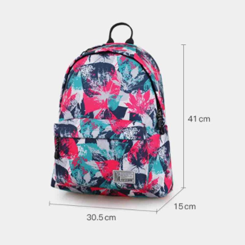 Fashion Leaves Printed Backpack Με Ανοξείδωτο Φερμουάρ Μεγάλης Χωρητικότητας Casual Σχολικό Σακίδιο Για Εφηβικούς Μαθητές