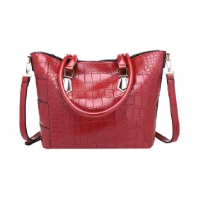 Fashion Wild Simple Shoulder Bag With Smooth Hardware Zipper Crocodile Κομψή Φορητή Τσάντα Για Γυναίκες