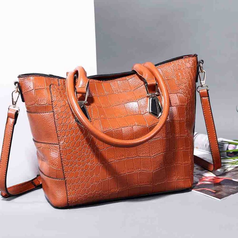 Fashion Wild Simple Shoulder Bag With Smooth Hardware Zipper Crocodile Κομψή Φορητή Τσάντα Για Γυναίκες