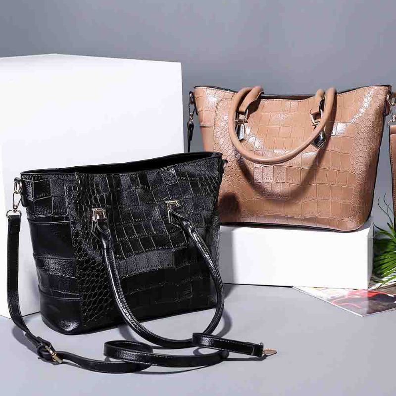 Fashion Wild Simple Shoulder Bag With Smooth Hardware Zipper Crocodile Κομψή Φορητή Τσάντα Για Γυναίκες