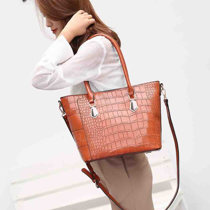 Fashion Wild Simple Shoulder Bag With Smooth Hardware Zipper Crocodile Κομψή Φορητή Τσάντα Για Γυναίκες