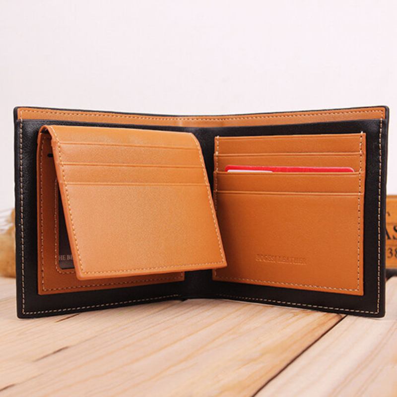 Γνήσιο Δέρμα Με Pu Bifold Wallet 11 Κουλοχέρηδες Καρτών Casual Card Pack Τσαντάκι Για Άνδρες