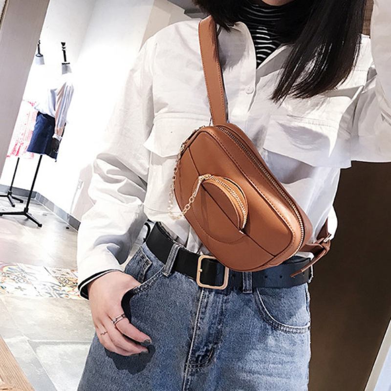 Γυναικεία Chain Waist Bag Solid Phone Bag Τσάντα Χιαστί