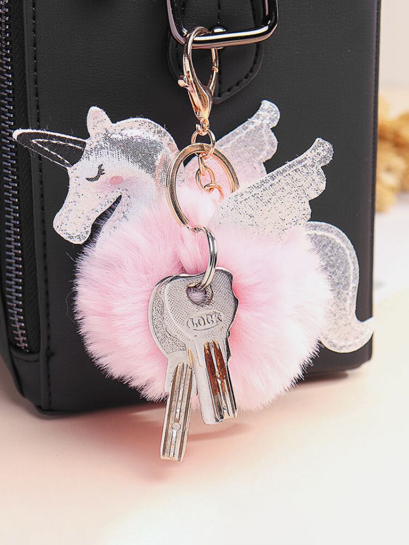 Γυναικεία Faux Fur Unicorn Bag Charm Cute Μπρελόκ