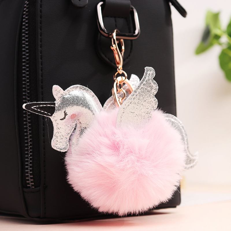 Γυναικεία Faux Fur Unicorn Bag Charm Cute Μπρελόκ