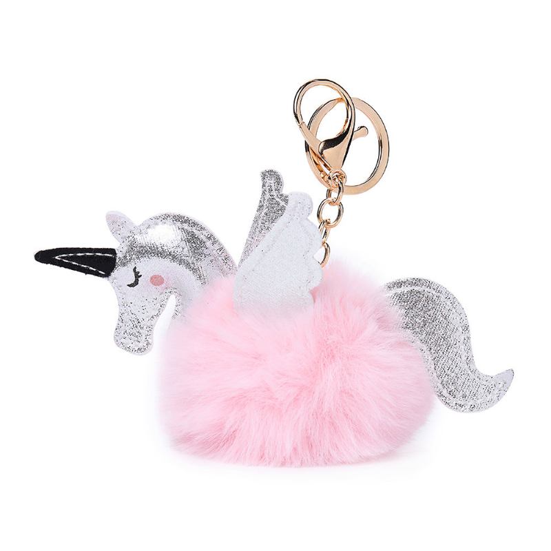 Γυναικεία Faux Fur Unicorn Bag Charm Cute Μπρελόκ