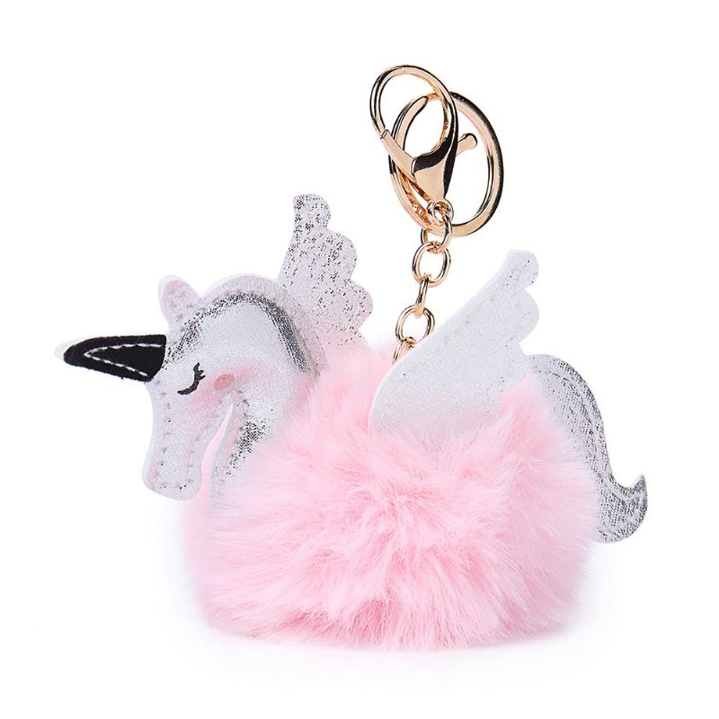 Γυναικεία Faux Fur Unicorn Bag Charm Cute Μπρελόκ