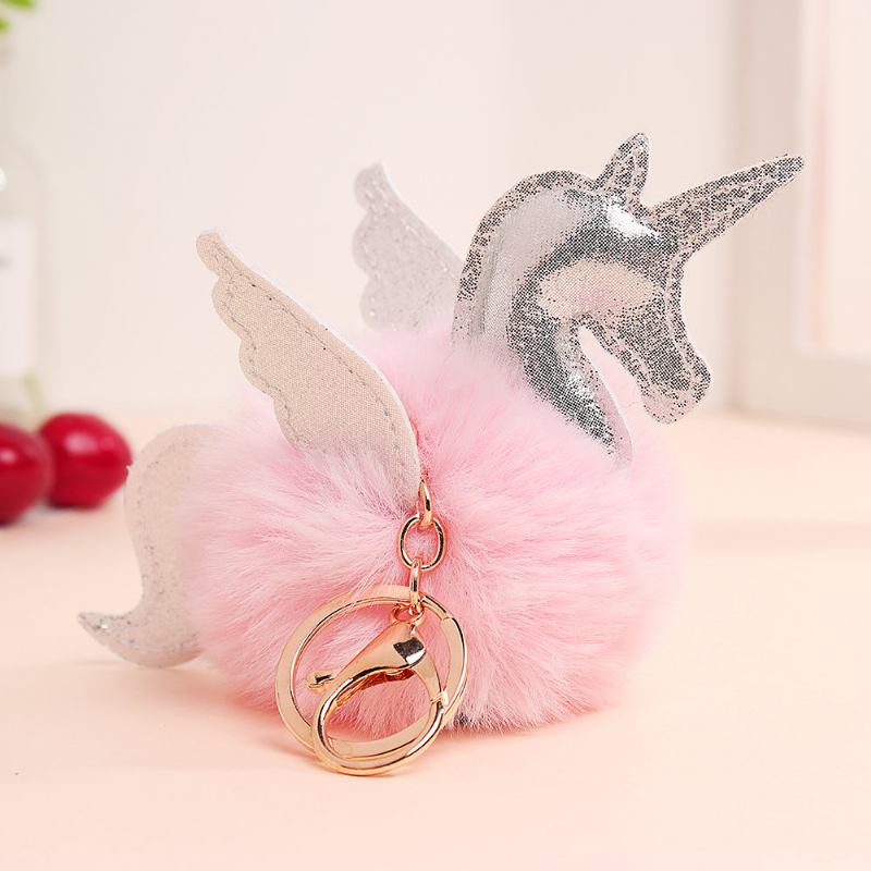 Γυναικεία Faux Fur Unicorn Bag Charm Cute Μπρελόκ