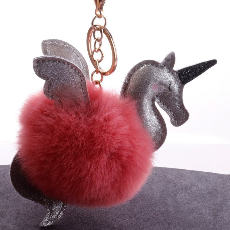 Γυναικεία Faux Fur Unicorn Bag Charm Cute Μπρελόκ