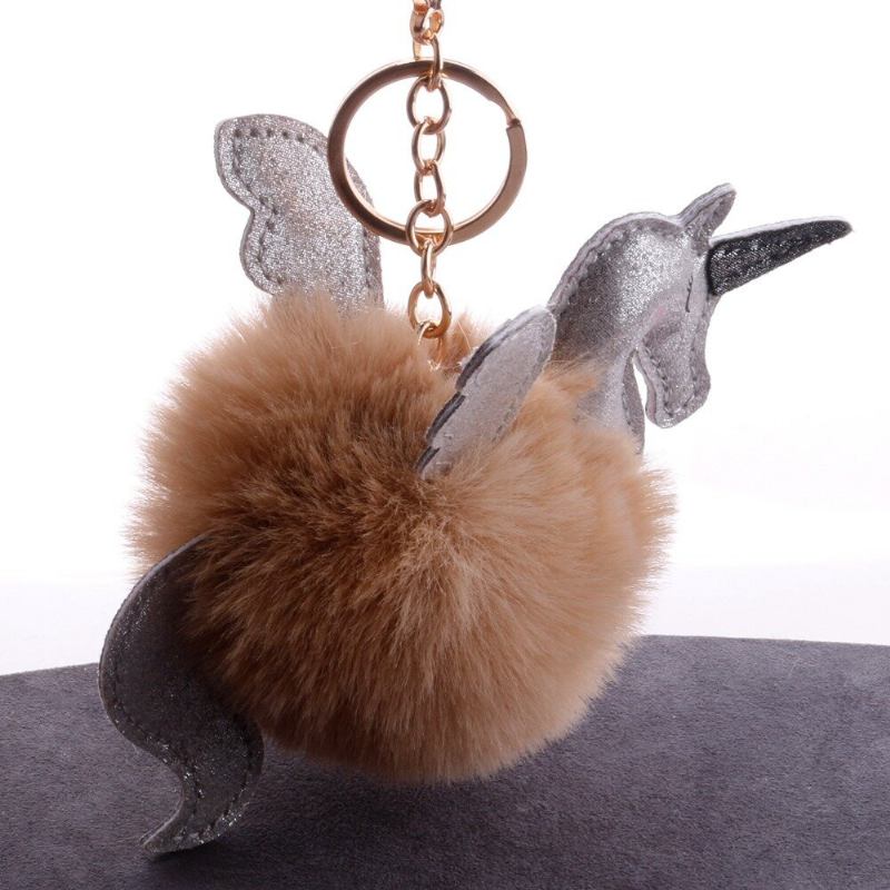 Γυναικεία Faux Fur Unicorn Bag Charm Cute Μπρελόκ