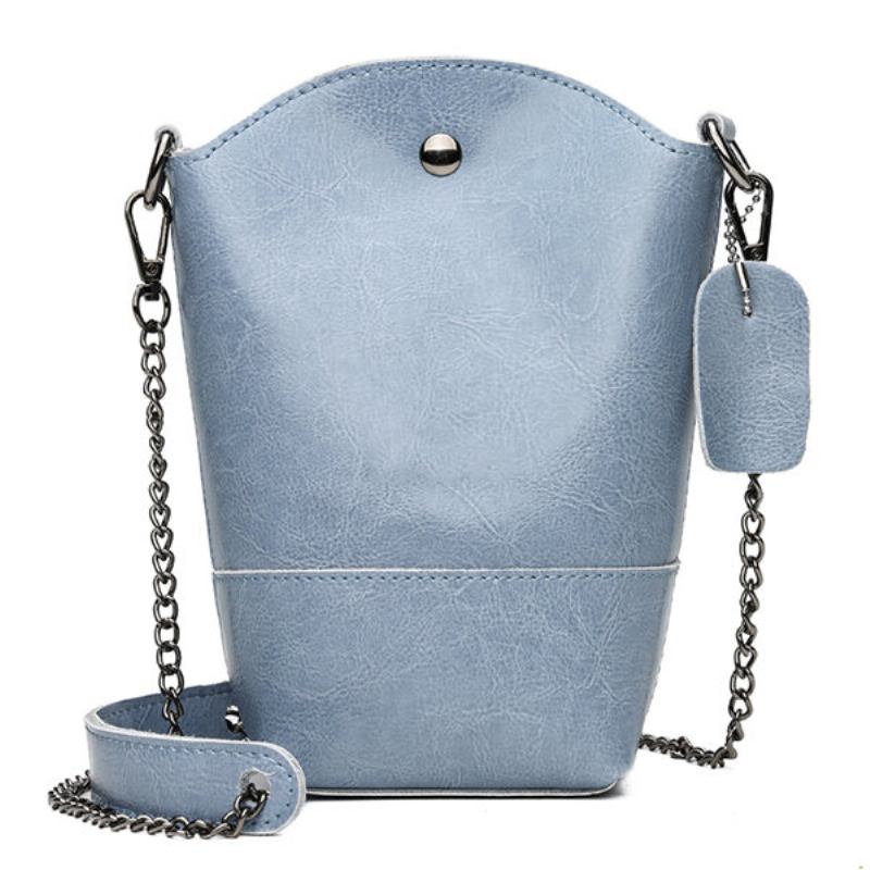 Γυναικεία Γνήσια Δερμάτινη Vintage Bucket Bag Solid Phone Bag Leisure Mini Crossbody Τσάντα