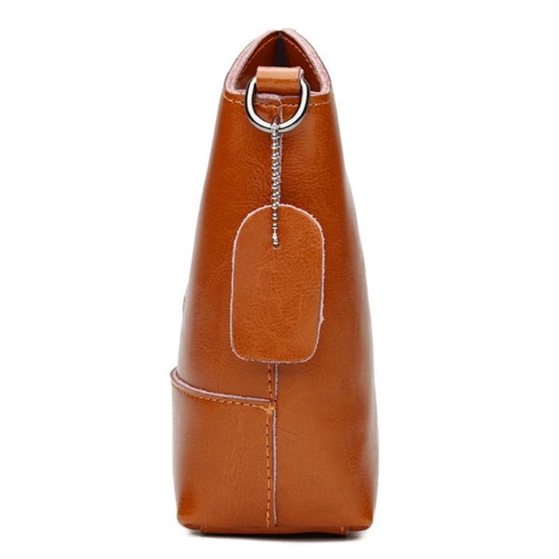 Γυναικεία Γνήσια Δερμάτινη Vintage Bucket Bag Solid Phone Bag Leisure Mini Crossbody Τσάντα