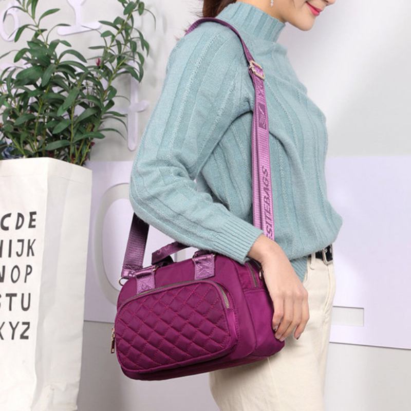 Γυναικεία Nylon Τσάντα Χιαστί Με Πολλές Τσέπες Solid Leisure Handbag Casual Ώμου