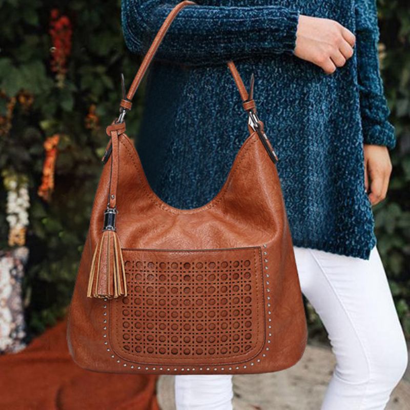 Γυναικεία Τσάντα Κοπής Με Λέιζερ Tassel Rivet Tote Bag