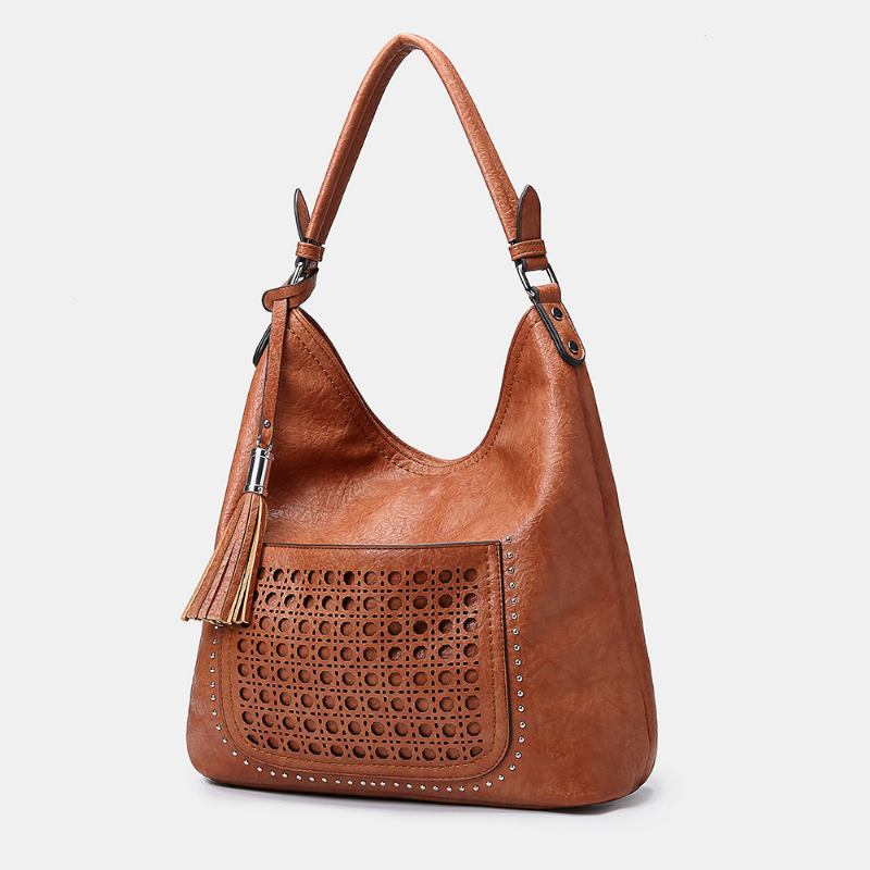 Γυναικεία Τσάντα Κοπής Με Λέιζερ Tassel Rivet Tote Bag