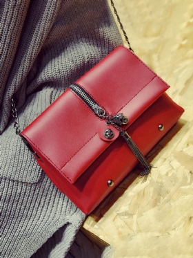 Γυναικεία Τσάντα Tassel Little Square Clutches Pu Δερμάτινη Χιαστί