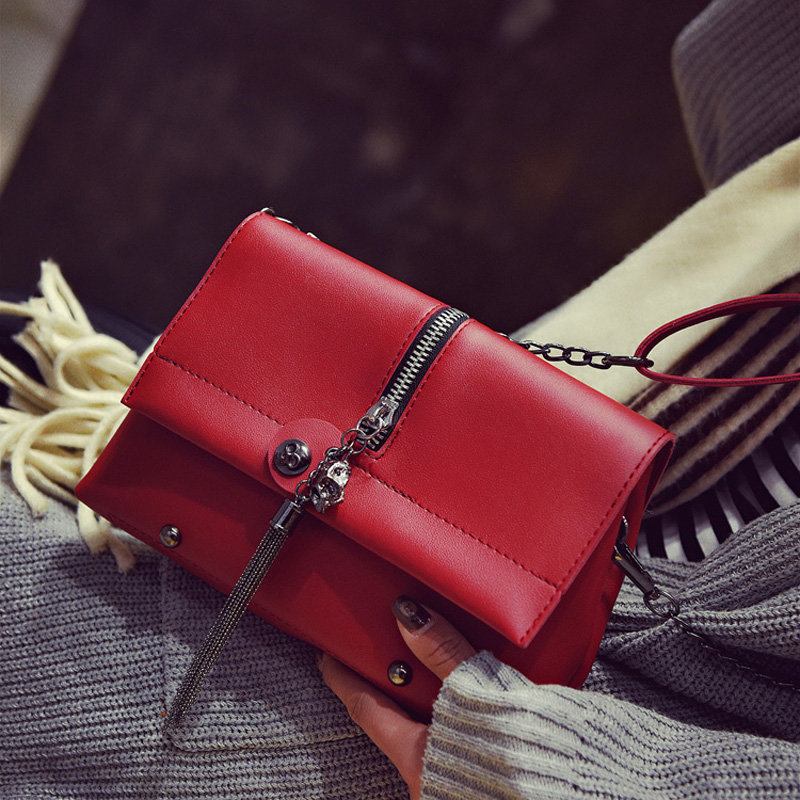 Γυναικεία Τσάντα Tassel Little Square Clutches Pu Δερμάτινη Χιαστί