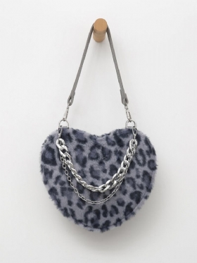 Γυναικεία Τσάντα Χιαστί Με Αλυσίδα Dacron Casual Leopard