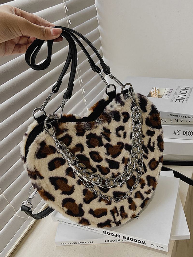 Γυναικεία Τσάντα Χιαστί Με Αλυσίδα Dacron Casual Leopard