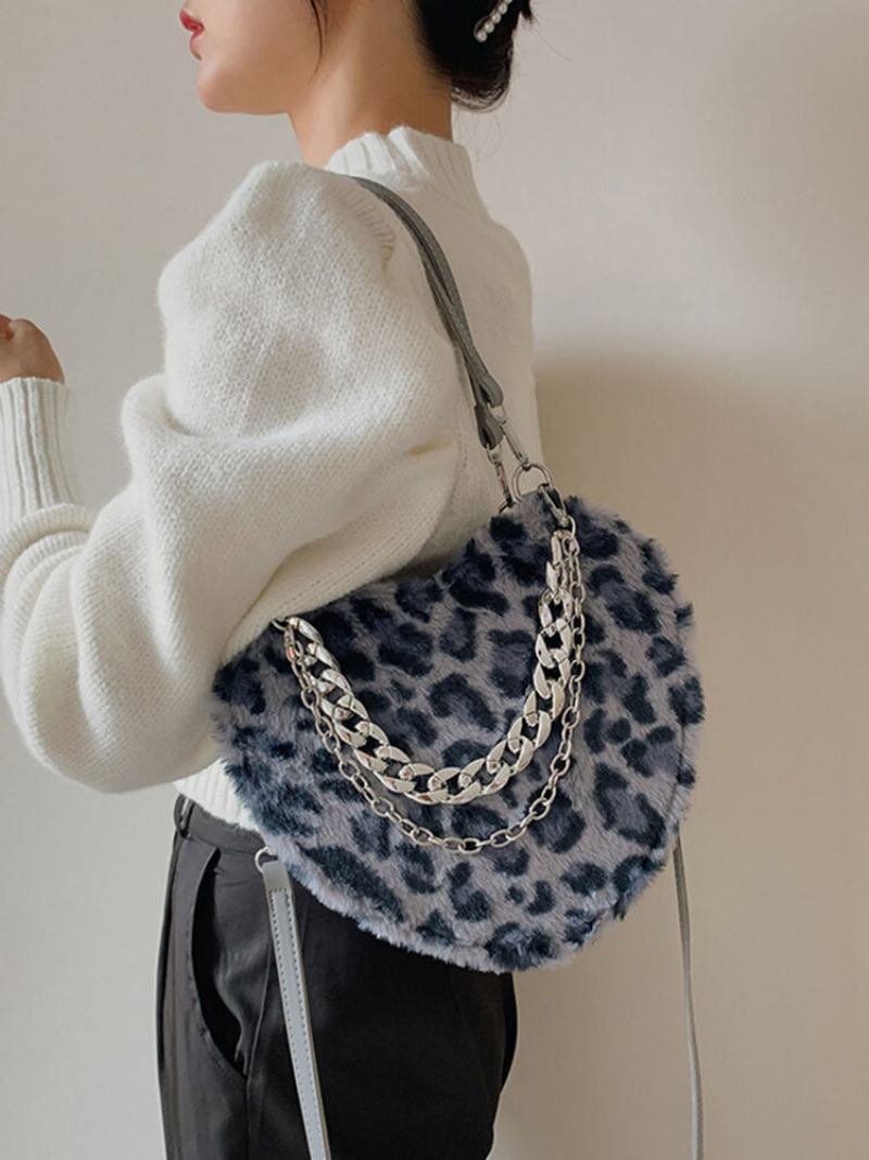 Γυναικεία Τσάντα Χιαστί Με Αλυσίδα Dacron Casual Leopard