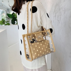 Jelly Transparent Packet Day Pearl Lock Chain Bag New Fresh Tote Bag Shoulder Messenger Bag