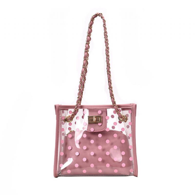 Jelly Transparent Packet Day Pearl Lock Chain Bag New Fresh Tote Bag Shoulder Messenger Bag