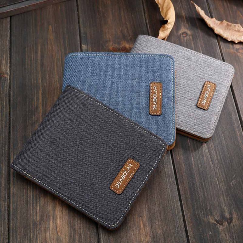 Leisure Canvas Wallet Εξαιρετικά Λεπτό Απλό Πορτοφόλι Youth Traveler Organizer Κάτοχος Μετρητών Ανδρικό Μονόχρωμο